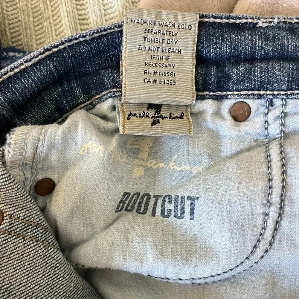 7 For All Mankind jeans 28 bootcut denim distressed raw hem flare western pants - Picture 4 of 5